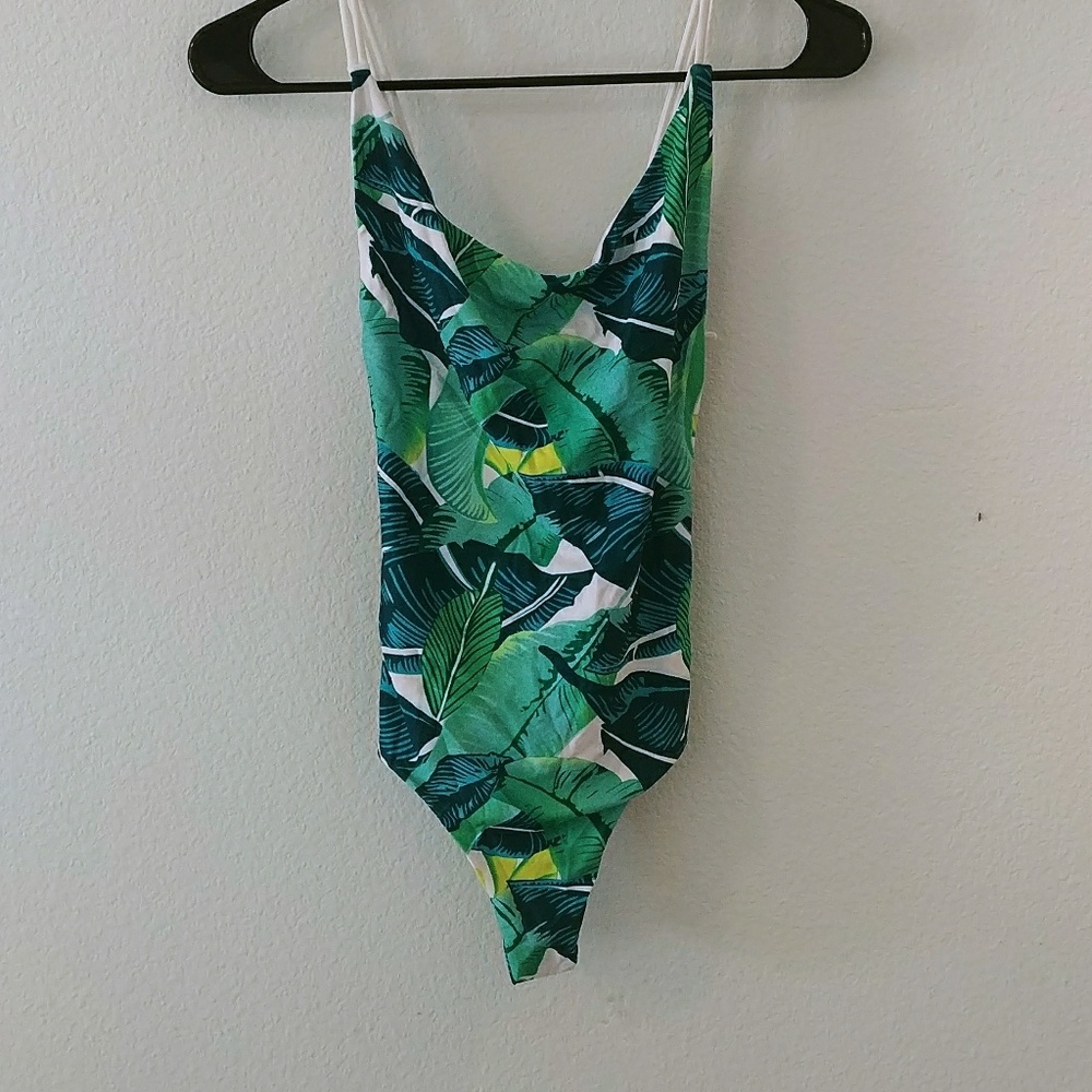 Green Tropical Leaf One-Piece Swimsuit